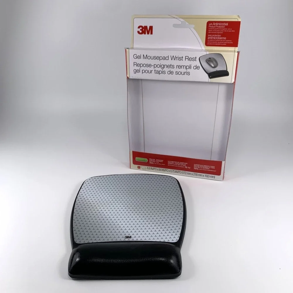 3M MW310LE Precise Mouse Pad Gel Wrist Rest Black NEW NOS Office Comfort Pad